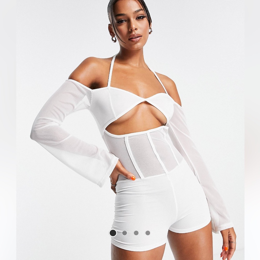 Mesh sexy romper with long sleeves